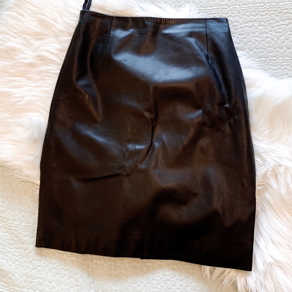 Black Pencil Leather Skirt